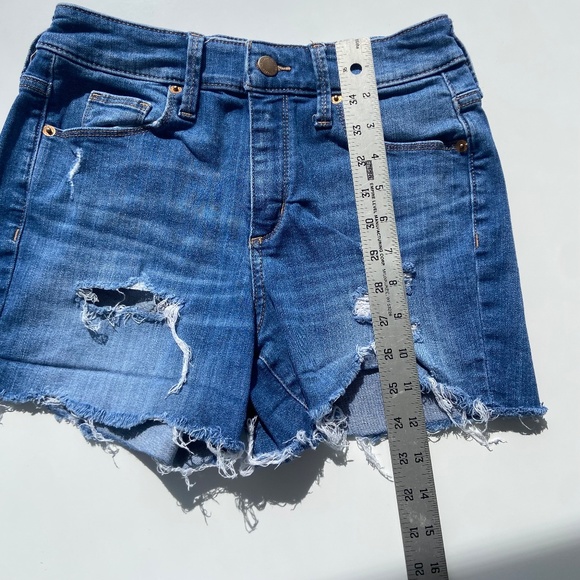 High Rise Midi Distressed Denim Shorts 2/26 - Picture 5 of 7